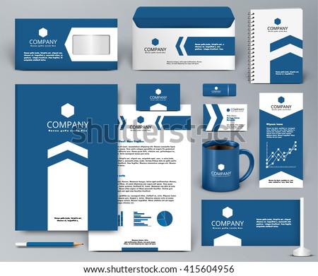 Professional Blue Branding Design Kit Cubes Stock Vector 417021247 Shutterstock Branding Kit Template
