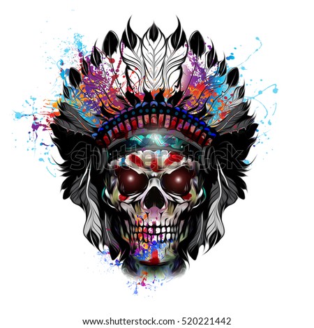 handdrawn indian skull illustration stock illustration 520221442 handdrawn indian skull illustration stock illustration 520221442