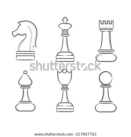 Chess Icons Sketch Chess Set Stock Vector 217867765 - Shutterstock