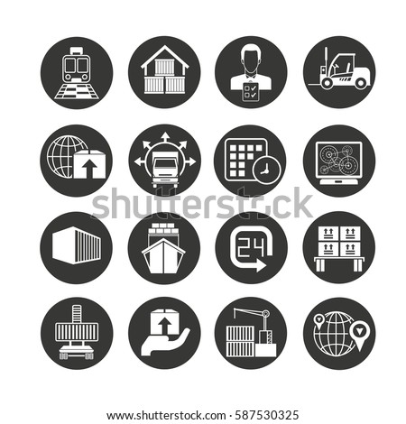 shipping logistics icon set circle button stock vector royalty free