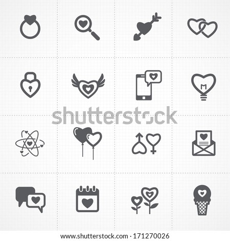 valentine's day icons and love icons set