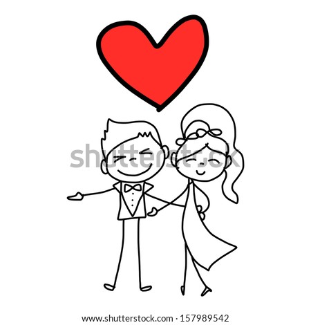 Stick Figure Couple Heart Shaped Above Stock Vector 106028345 ...