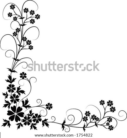 Flower Corner Vector Black Flowers On Stock Vector 363997916 - Shutterstock