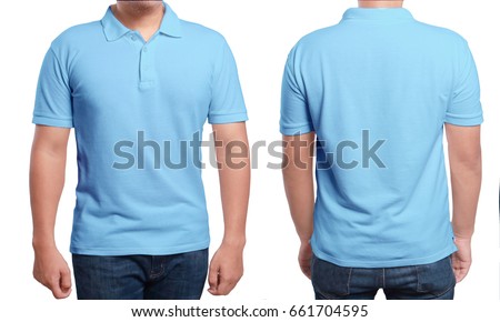 Download Blue Polo Tshirt Mock Up Front Stock Photo 661704595 ...