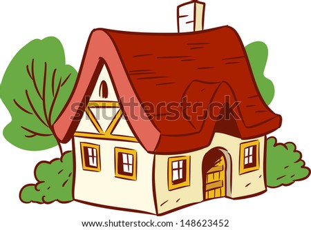Illustration Shows Small House Done Cartoon Stock Vector 