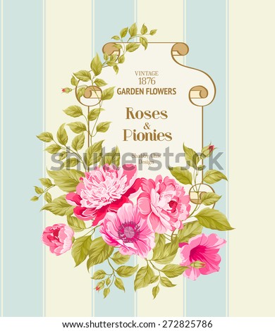 Floral Background. Vintage Label. Vector illustration.