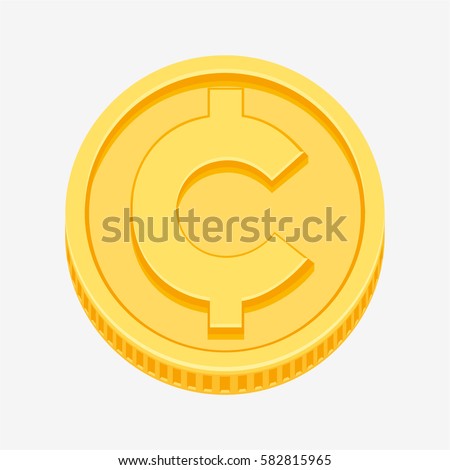 Cent Centavo Symbol On Gold Coin Stock Vector 582815965 - Shutterstock