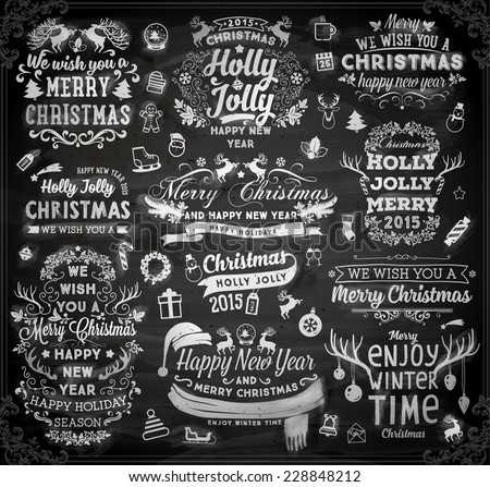 Vintage Merry Christmas Happy New Year Stock Vector 229546750 ...