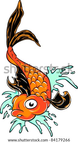 Vector Tattoo Gold Fish - stock vector