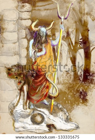 Handdrawn Illustrations Ancient Greek Myths Legends Stock Illustration