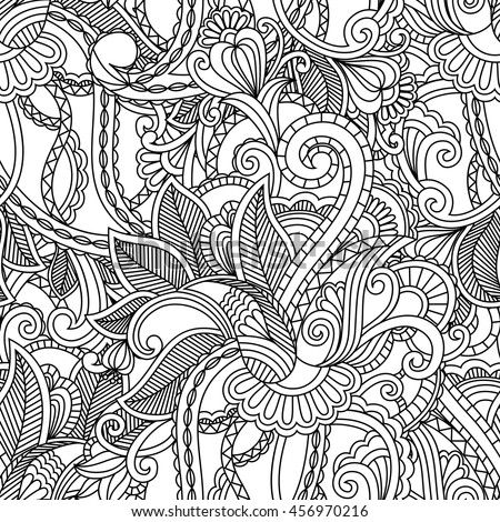 Doodle Seamless Background Vector Doodles Flowers Stock Vector ...