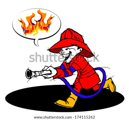 Man Putting Out Fire Stock Vector 81087763 - Shutterstock