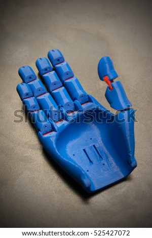 3D Printed Blue Prosthetic Hand