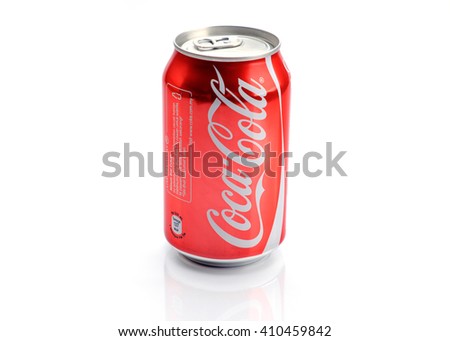 SARAWAK,MALAYSIA- April 24th, 2016: Coca cola can on white background. Coca-Cola manufactured by The Coca Cola Company, one of the world's popular carbonated drink.