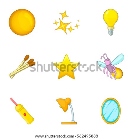 Luminous Objects Icons Set Cartoon Illustration Stock Vector 562495888 ...