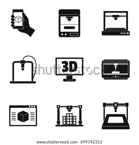 Download 3d Printer Icon Set Simple Set Stock Vector 699742312 - Shutterstock