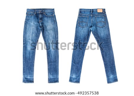 Men Blue Jeans Isolated On White Stock Photo 492357538 - Shutterstock