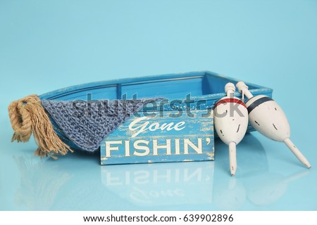 Digital Photography Background Of Blue Fishing Boat Prop Isolated On Blue