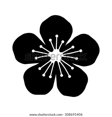Peach or cherry blossom flower flat icon for apps and websites