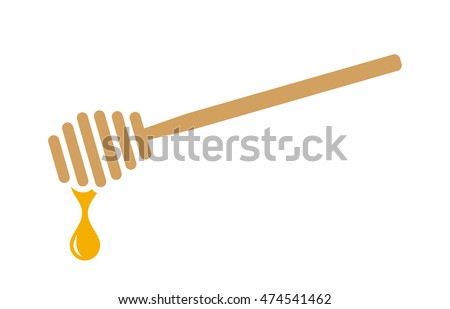 Honey dipper stick with dripping honey flat color icon for apps and websites