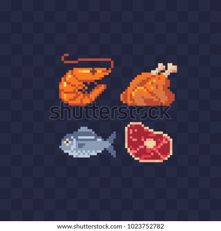 Seafood Meat Food Pixel Art Icon Stock Vector 1023752782 - Shutterstock