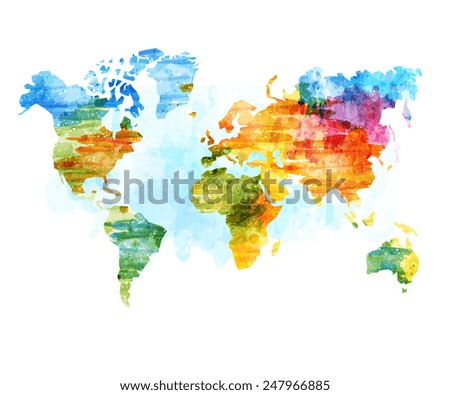 World Map Watercolor Vector Illustration World Map Watercolor Vector Illustration