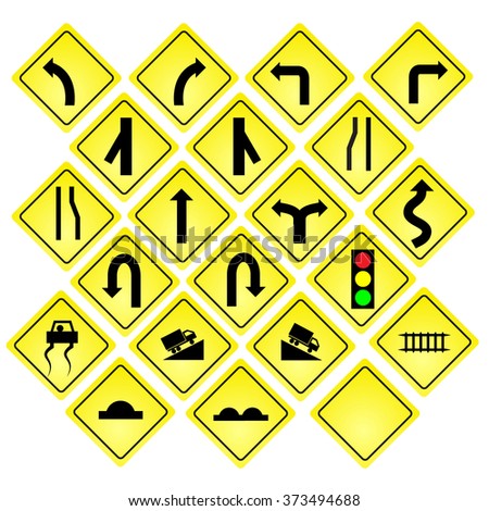 Yellow Road Signs Traffic Signs Vector Stock Vector 373494688 ...