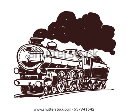 Cartoon Steam Locomotive Emblem Stock Vector 537941542 - Shutterstock