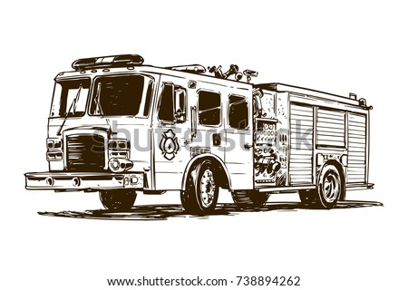  Fire Truck Drawing Stock Vector 738894262 - Shutterstock