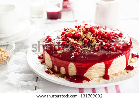 Red Currant Layer Cake - stock photo