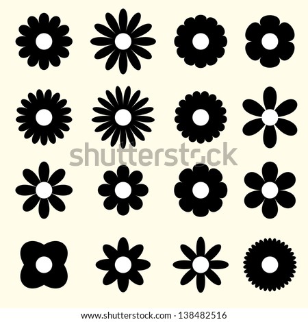 silhouettes of simple vector flowers. set. eps8
