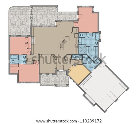 Two Storey Floor Plan  Room  Names  Stock Illustration 