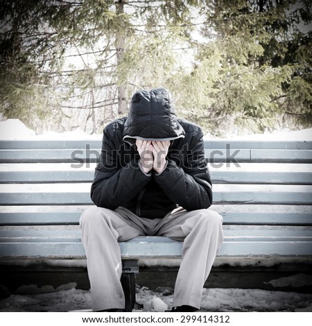 Depressed Young Man Sitting On Bench Stock Photo 347138648 - Shutterstock