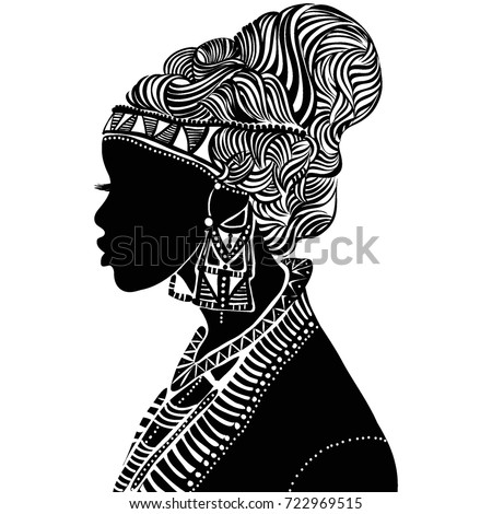 Beautiful Black Woman Silhouette African Isolated Stock Vector