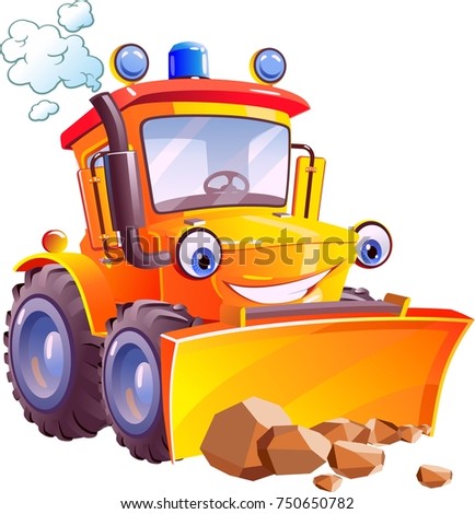 Cartoon Funny Tractor Bulldozer Vectores En Stock 359978807 - Shutterstock