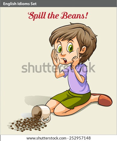 Girl Spilling Beans Idiom Stock Vector 252957148 - Shutterstock