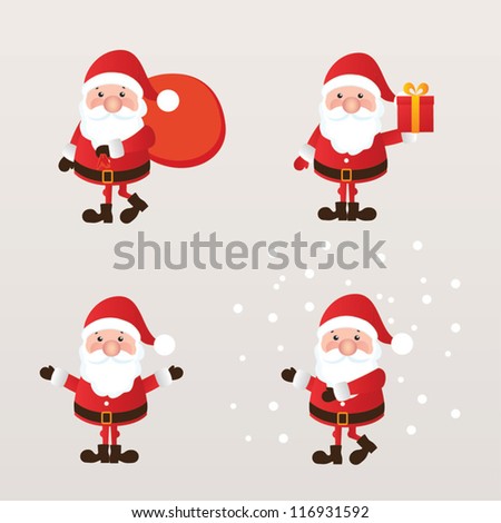 Set of Santa Claus. vector illustration.