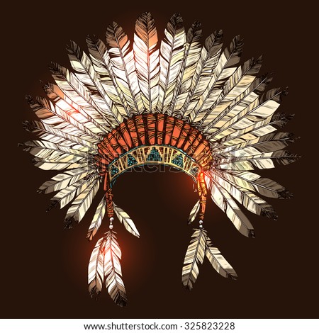 Hand Drawn Native American Indian Headdress Stock Vector 325823228 ...