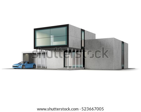 Concept Contemporary House Garage Modern Building Stock Illustration ... Concept Contemporary House Garage Modern Building Stock Illustration ...