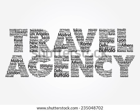 TRAVEL AGENCY Concept Made With Words Cities Names Vector Collage TRAVEL AGENCY Concept Made With Words Cities Names Vector Collage