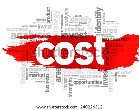 Word cloud of COST related items, vector presentation background ...