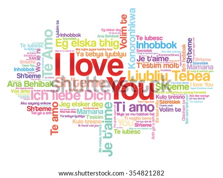 I Love You Word Cloud In Different Languages Concept Background I Love You Word Cloud In Different Languages Concept Background