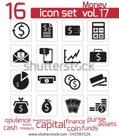 Vector Black Money Icons Set On Stock Vector 184895027 - Shutterstock