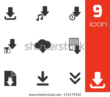 Vector Black Download Icons Set Stock Vector 158826692 - Shutterstock