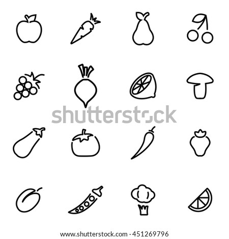 Fruits Vegetables Icons Stock Vector 146232566 - Shutterstock