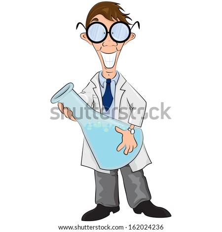 Cartoon scientist, funny vector character isolated on white background ...