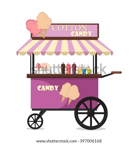 Vector Flat Illustration Cotton Candy Cart Stock Vector 397006168 ...