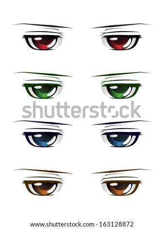 Set Male Anime Style Eyes Different Stock Vector 169896488 - Shutterstock