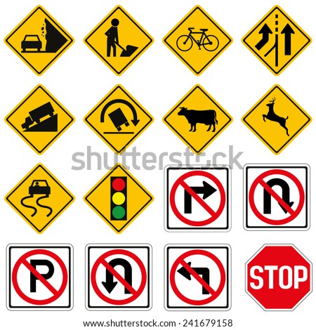 High Quality Standard Traffic Sign Collection Stock Vector 241679158 ...