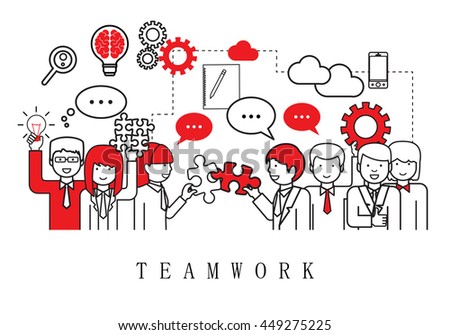 Teamwork People Teamon White Backgroundvector Illustration Stock Vector ...